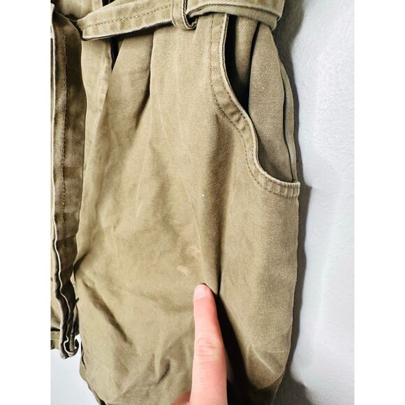 MARISSA WEBB Olive Canvas V-Neck One Piece Front Zip Romper Size 4 - Picture 6 of 12